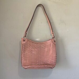 Women's Cole Haan Genevieve Open Weave Bucket Hobo Purse Bag Pink Authentic